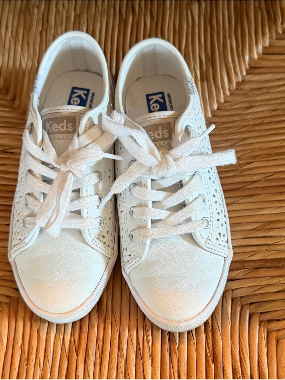 Keds Girls Kickstart Jr. White Lace-Up Sneakers